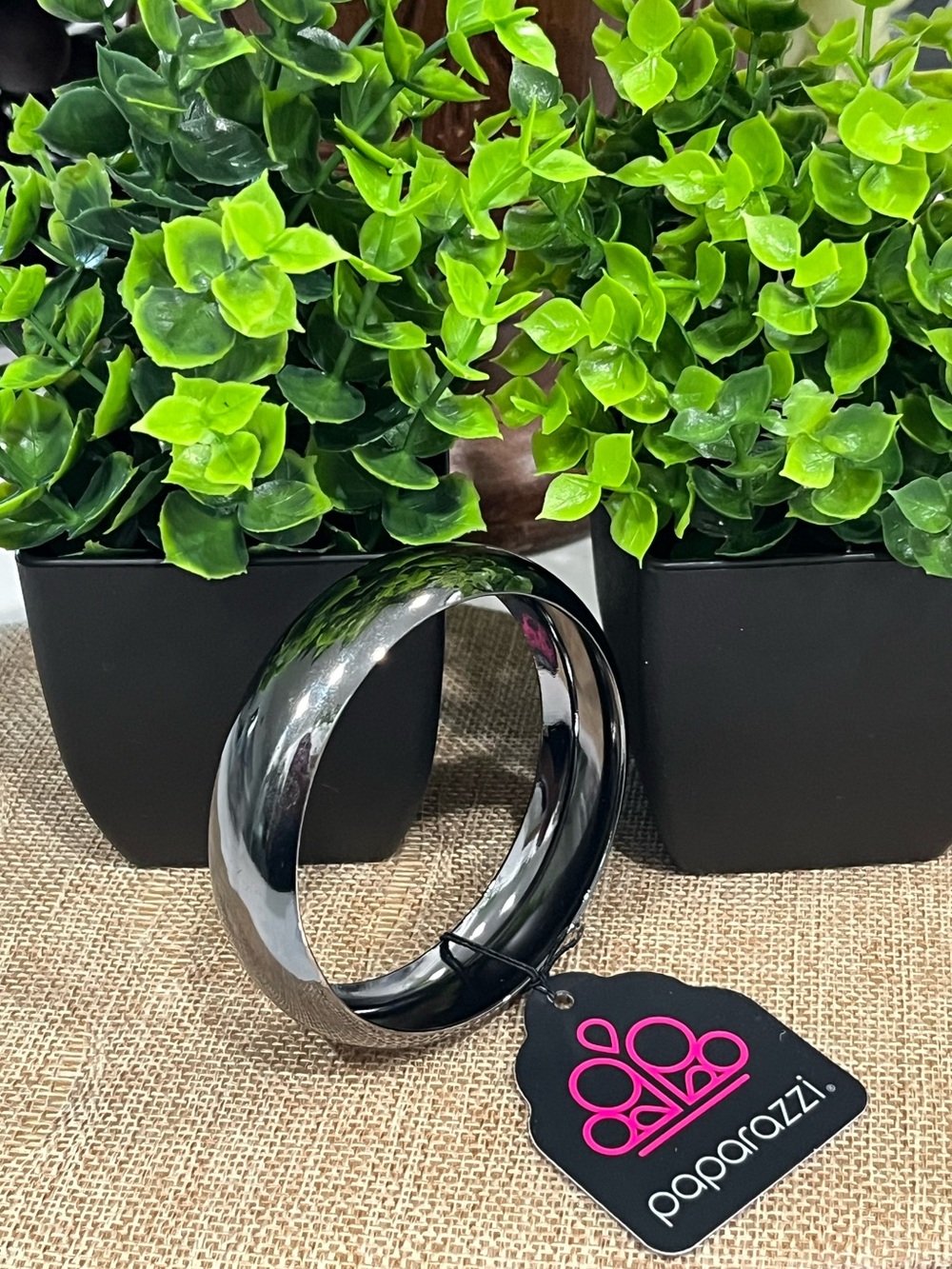 Paparazzi Black Glossy Resin Bangle Bracelet